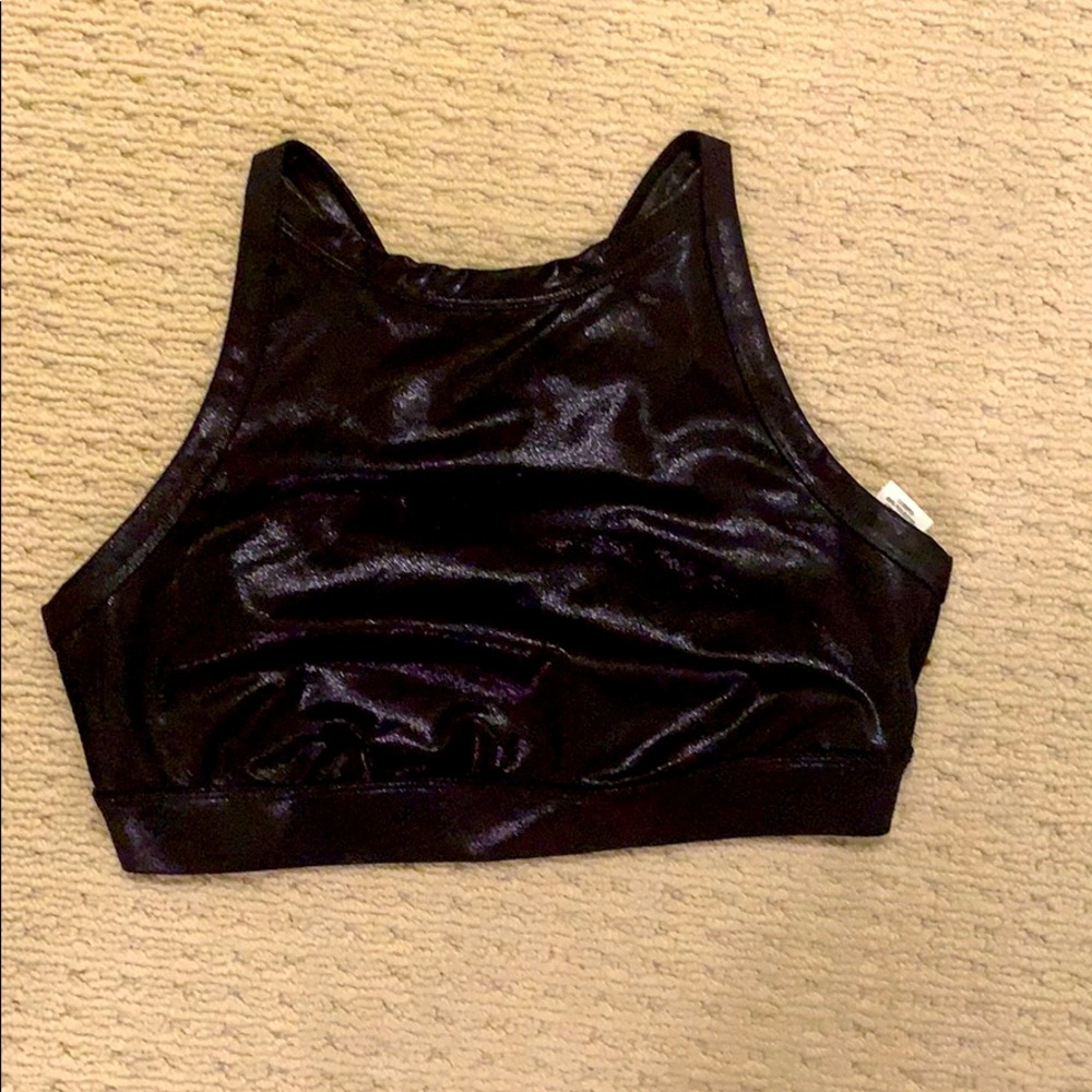 Metallic black sports bra